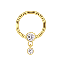 G23 Titanium Dangling CZ Jewelled Hinged Segment Clicker Ring United Kingdom