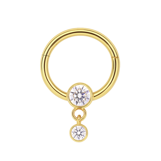 G23 Titanium Dangling CZ Jewelled Hinged Segment Clicker Ring - Monster Piercing