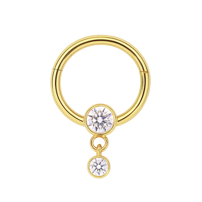 G23 Titanium Dangling CZ Jewelled Hinged Segment Clicker Ring - Monster Piercing