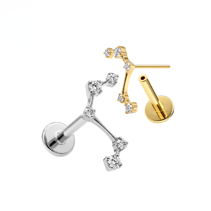 G23 Titanium CZ Celestial Threadless Flatback Stud