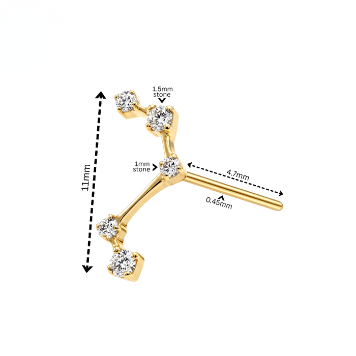 G23 Titanium CZ Celestial Threadless Labret Accessory Top