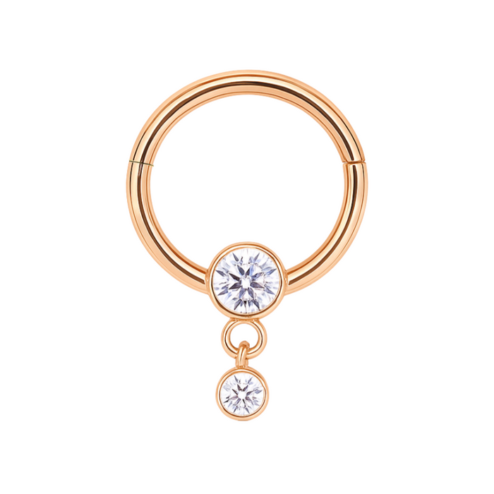 G23 Titanium Dangling CZ Jewelled Hinged Segment Clicker Ring - Monster Piercing