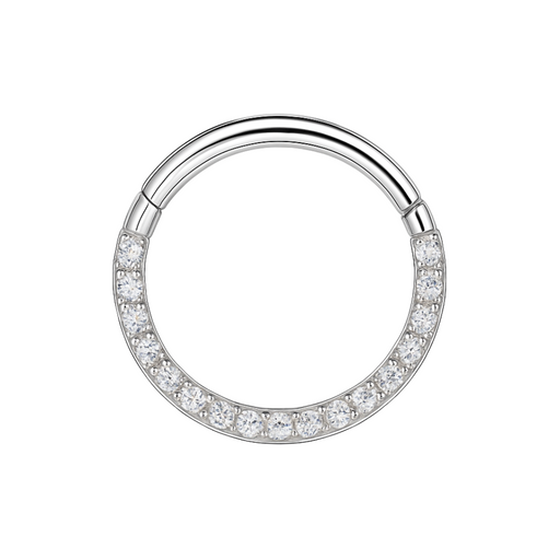 G23 Titanium Pave Crystal Hinged Clicker Segment Ring - Monster Piercing