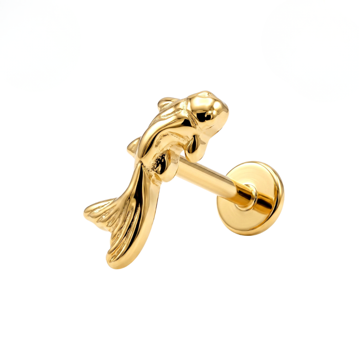 G23 Titanium Fancy Koi Fish Threadless Flatback Stud