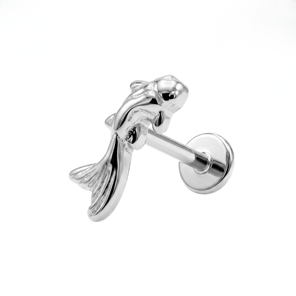 G23 Titanium Fancy Koi Fish Threadless Flatback Stud