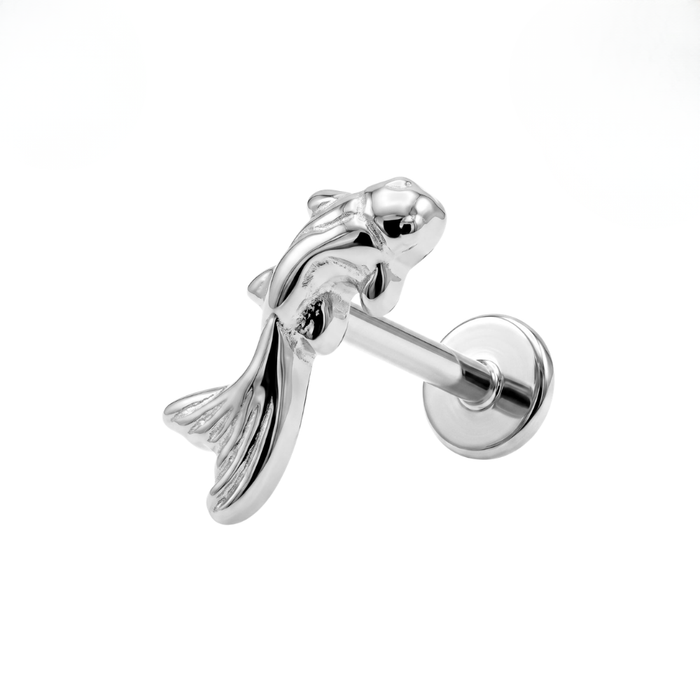 G23 Titanium Fancy Koi Fish Threadless Flatback Stud