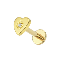 G23 Titanium CZ Studded Heart Threadless Flatback Stud Monster Piercing United Kingdom