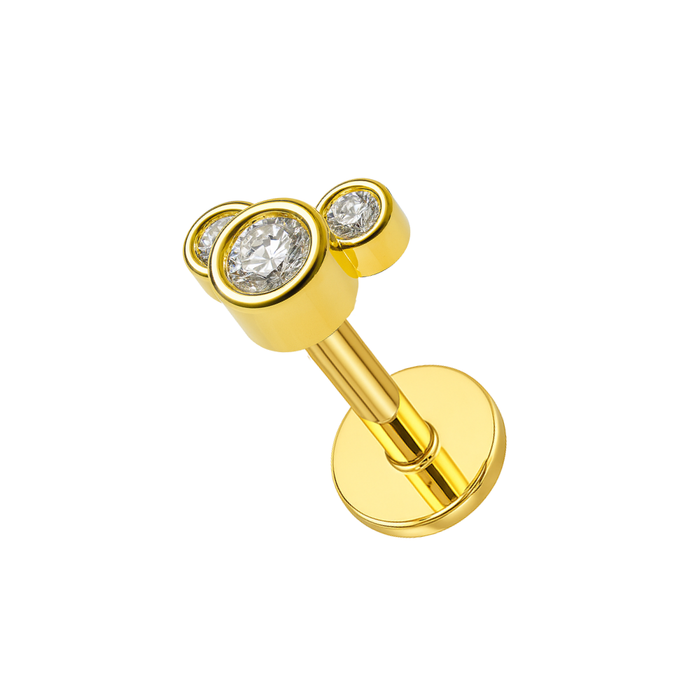 316L Surgical Steel Jewelled Bear Internally Threaded Screw Fit Labret Stud