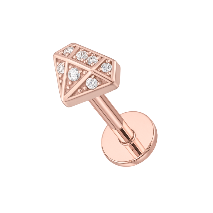 316L Surgical Steel Jewelled Diamond Shape Flatback Cartilage Ear Stud