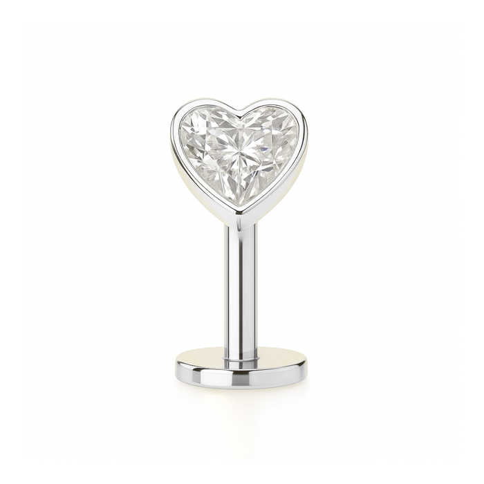 G23 Titanium Heart CZ Jewelled Threadless Floating Belly Ring