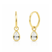 925 sterling silver tear drop CZ dangling fashion hoop earring in yellow gold finish, featuring a sparkling cubic zirconia charm.