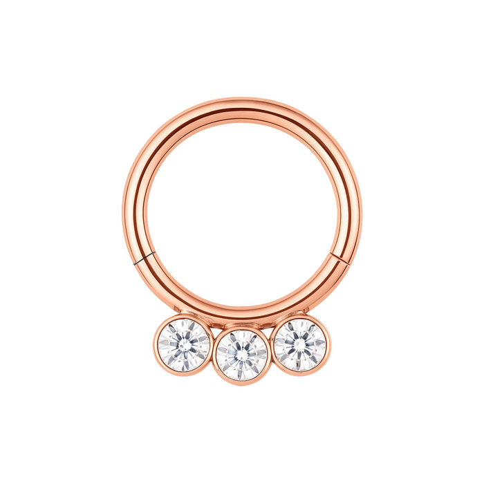 316L Surgical Steel and CZ Studded Hinged Segment Clicker Ring - Monster Piercing