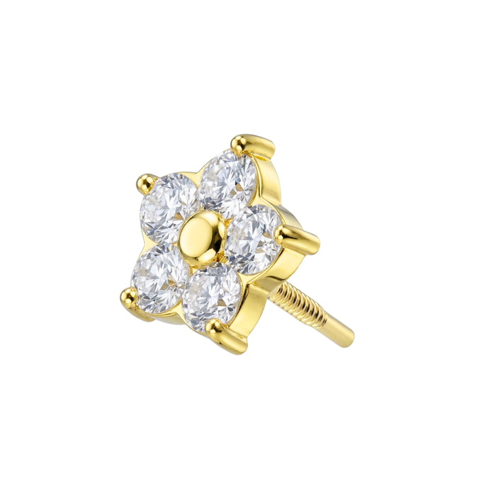 925 Sterling Silver CZ Jewelled Flower Internally Threaded Top