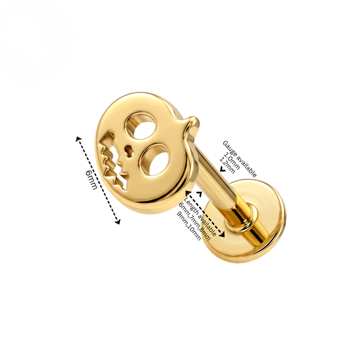 G23 Titanium Halloween Pumpkin Threadless Flatback Stud
