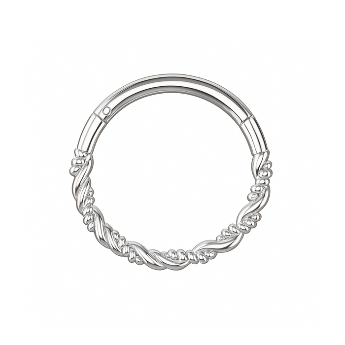 925 Sterling Silver Twisted Style Segment Clicker Ring - Monster Piercing