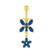 14K Gold Blue Studded Butterfly Belly Ring