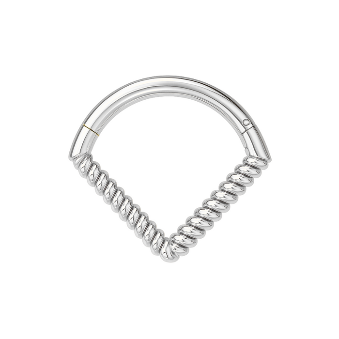 925 Sterling Silver Twisted V-Shape Hinged Braided Segment Clicker Ring - Monster Piercing