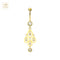 14K Gold CZ Jewelled Tear Shape Danglers Belly Ring