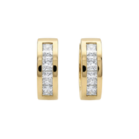 Gold channel-set princess-cut CZ huggie earrings