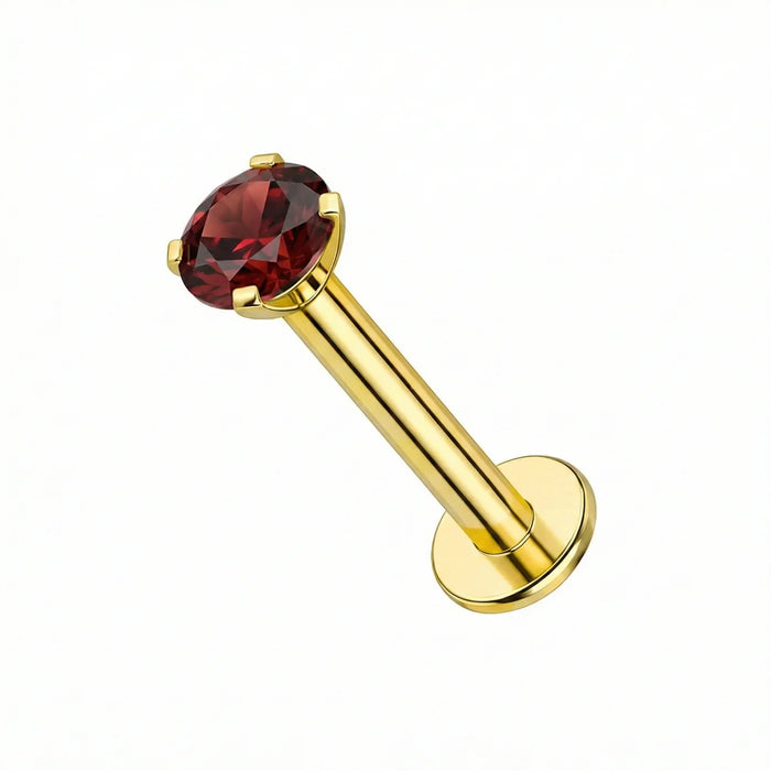 14K Gold Claw-Set Garnet Natural Stone Threadless Flatback Pair