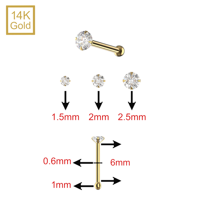 14K Gold Claw-Set Moissanite Nose Stud - Monster Piercing