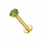 14K Gold Claw-Set Peridot Green Natural Stone Internal Thread Flatback Stud