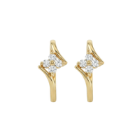 14K Gold Cubic Zirconia Blossom Huggie Earrings