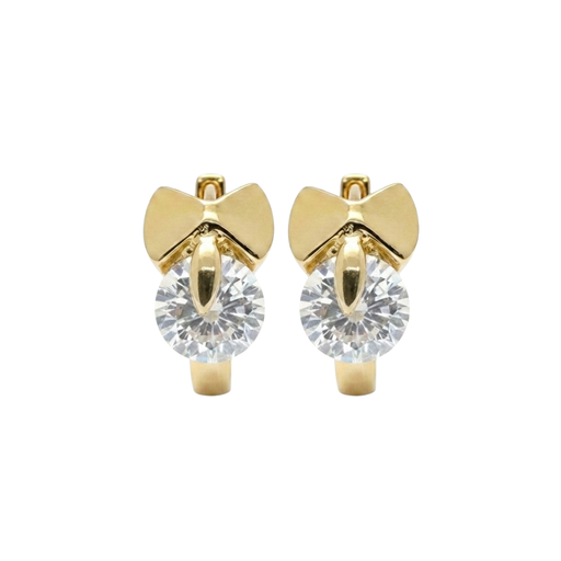 Gold bow cubic zirconia earrings