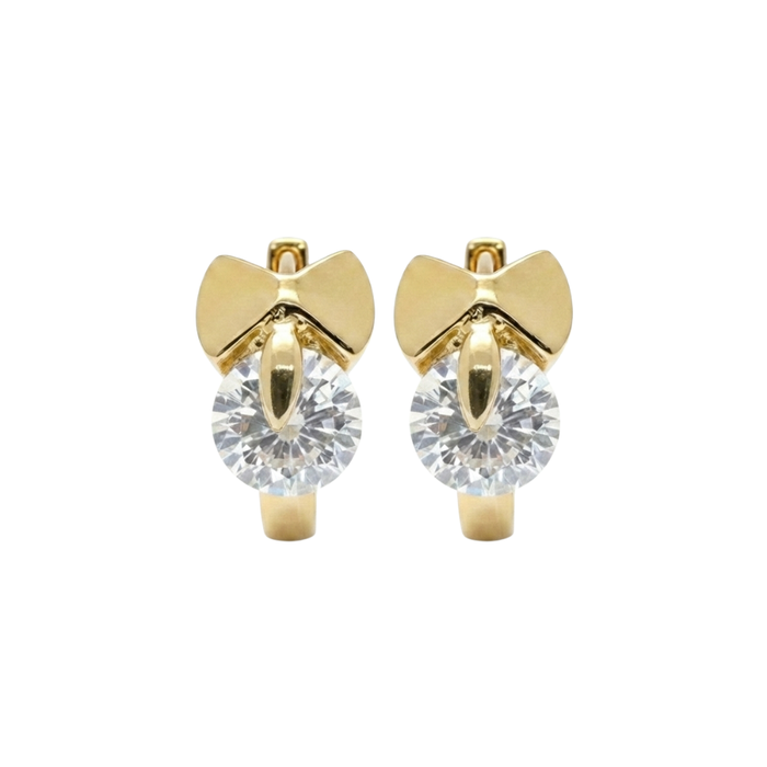 Gold bow cubic zirconia earrings