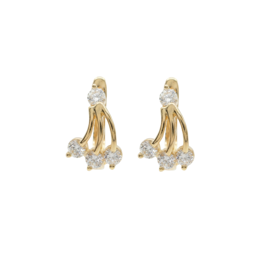 Gold cubic zirconia cascade huggie earrings