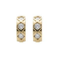 14K Gold Cubic Zirconia Lattice Huggie Earrings