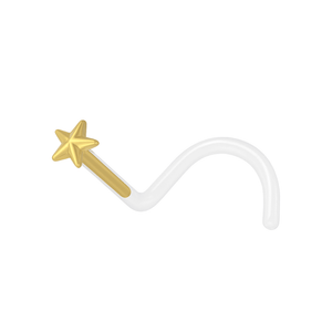 Nasenring mit Schraubverschluss aus 14 Karat Gold und Bio-Flex mit Sternspitze