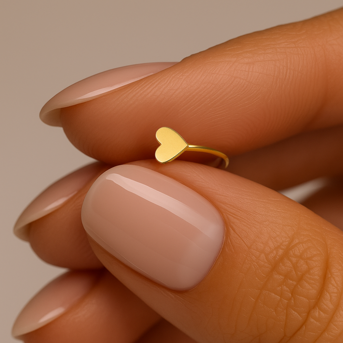 9K Gold Heart Top Open Hoop Nose Ring - Monster Piercing