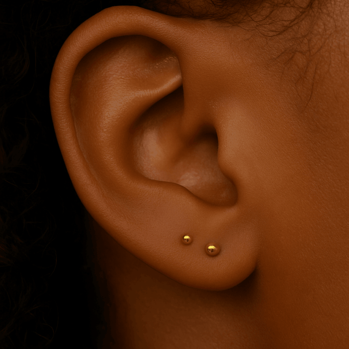 14K Gold Internal Thread with Plain Bead Ball Top