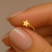 14K Gold Star Open Hoop Nose Ring - Monster Piercing