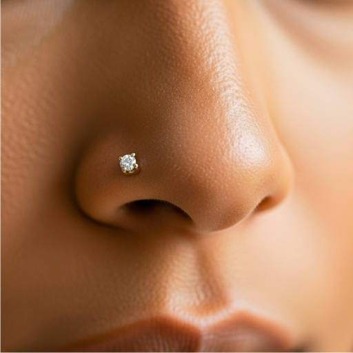 14K Gold Claw-Set Moissanite Stone L-bend Nose Stud - Monster Piercing