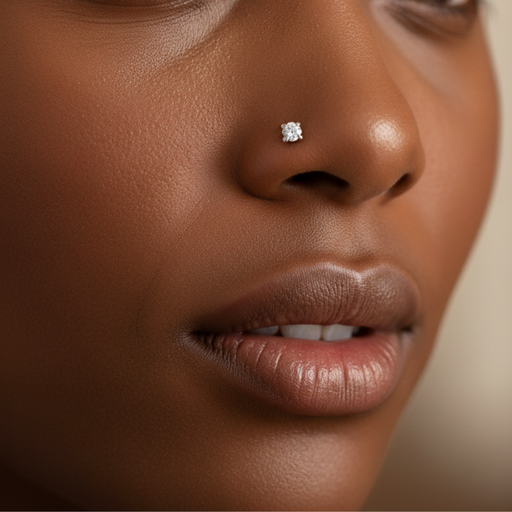 14K Gold Claw-Set Moissanite Stone Screw Nose Stud - Monster Piercing