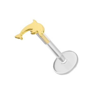 14K Gold Dolphin and BioFlex Stud