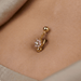 14K Gold Pink Jewelled Flower Dangling Belly Ring United Kingdom
