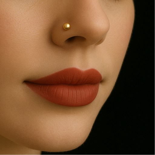 14K Gold Plain Bead Ball Top Nose Stud - Monster Piercing