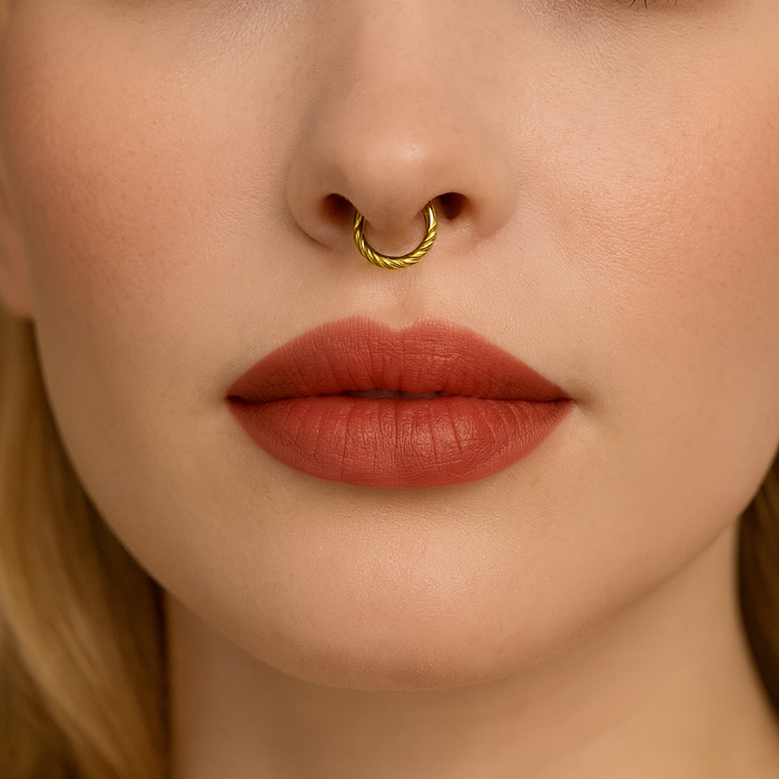 14K Gold Twisted 18G Hinged Segment Clicker Ring - Monster Piercing