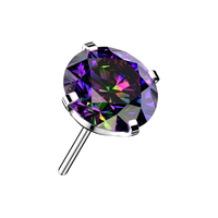 G23 Titanium Round CZ Prong Set Threadless Labret Accessory Top
