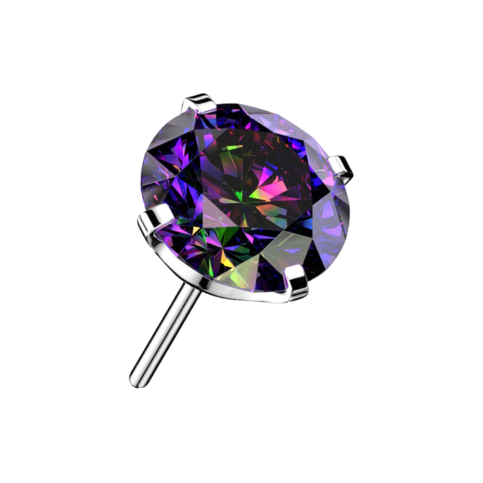 G23 Titanium Round CZ Prong Set Threadless Labret Accessory Top