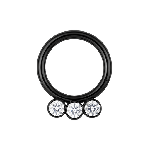 316L Surgical Steel and CZ Studded Hinged Segment Clicker Ring - Monster Piercing