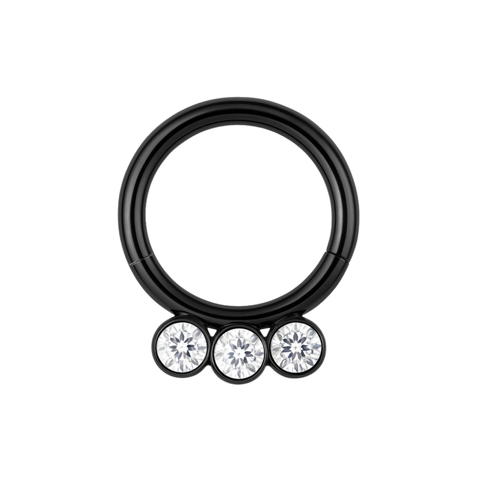 316L Surgical Steel and CZ Studded Hinged Segment Clicker Ring - Monster Piercing