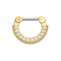 316L Surgical Steel With Gold PVD Single Line Micro Paved Septum Clicker Ring United Kingdom