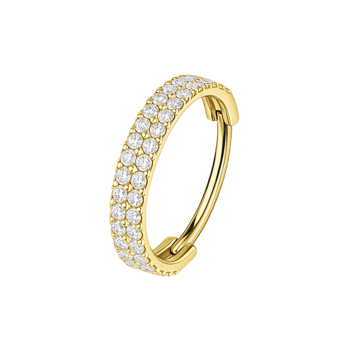 G23 Titanium Double Row CZ Jewelled Hinged Clicker Segment Ring - Monster Piercing