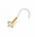 14K Gold Head Bio-Plast Nose Screw with CZ Stone - Monster Piercing