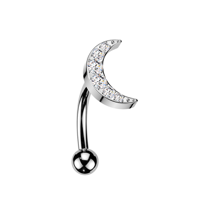 G23 Grade Titanium CZ Jewelled Crescent Curved Bar