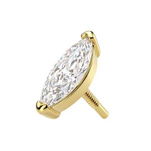14K Gold Classic Marquise CZ Internal Thread Accessory Top